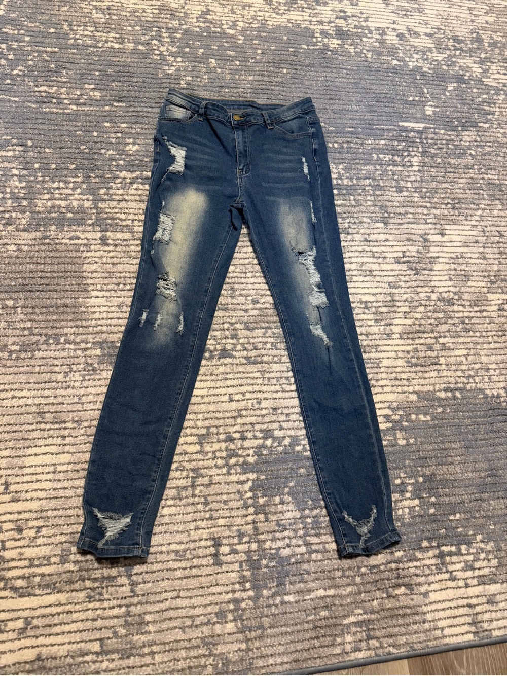 Free People Dark Blue Distressed Skinny Jeans